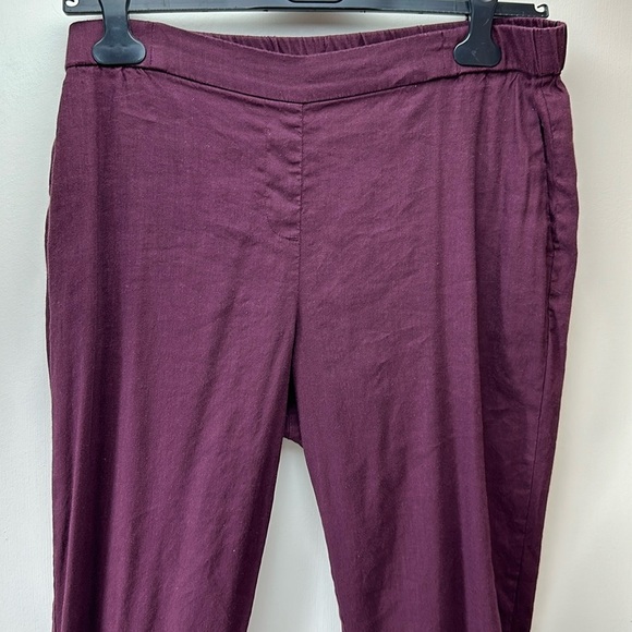 J. Jill linen stretch burgundy flat front crop pants L - Picture 3 of 12